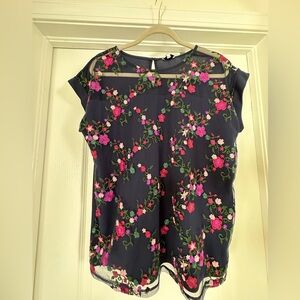 A British brand ‘Next’  navy top with Floral embroidery.